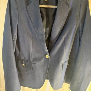 Anne Klein Navy Single-Button Blazer with Gold-Tone Buttons